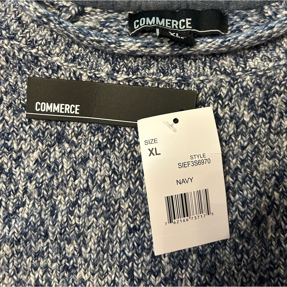 Commerce Men’s Sweater Navy Blue Size XL NWT - Picture 3 of 4